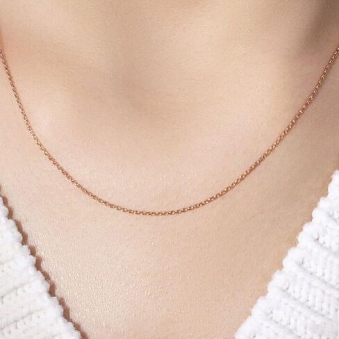 14k Gold Over 925 Sterling Silver Chain Necklace for Women Layering Necklaces 18" 1.6mm Cable Chain Necklace Sturdy & Shiny Women's Gold Chain Necklaces Upgraded Spring-Ring Clasp in Kuwait