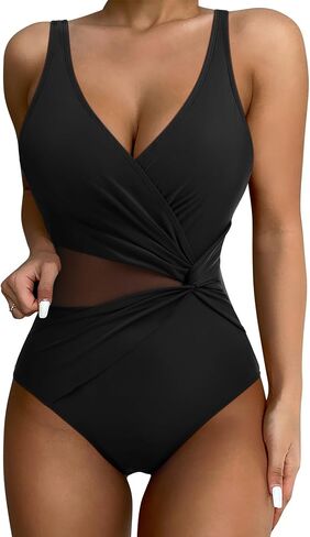 SUUKSESS Women Sexy Mesh Tummy Control One Piece Swimsuit Push Up Bathing Suit in Saudi Arabia