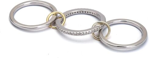 Gold Rings for Women Non Tarnish, Interlocking Stackable Rings for Women Gold, Mixed Metal Sterling Silver Tarnish Free Gold Jewelry Rings in Saudi Arabia
