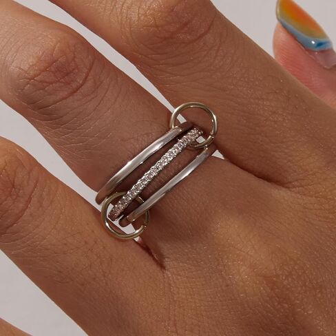 Gold Rings for Women Non Tarnish, Interlocking Stackable Rings for Women Gold, Mixed Metal Sterling Silver Tarnish Free Gold Jewelry Rings in Saudi Arabia