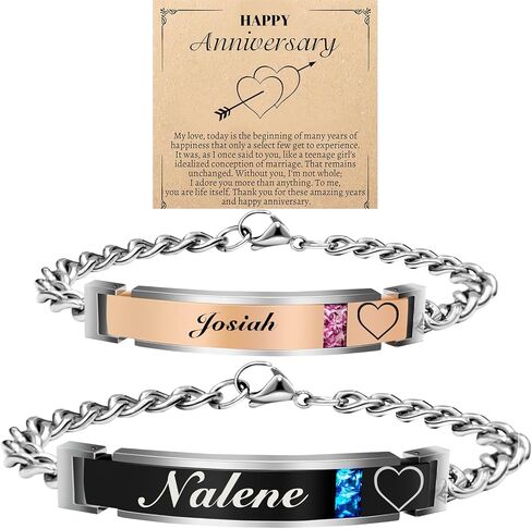 Icamer Couples Bracelets with Elegant Design - Personalized Stainless Steel Bracelet - Custom Engraving for Men and Women - Relationship Matching Couple Jewelry Gift For Her and Him in Saudi Arabia