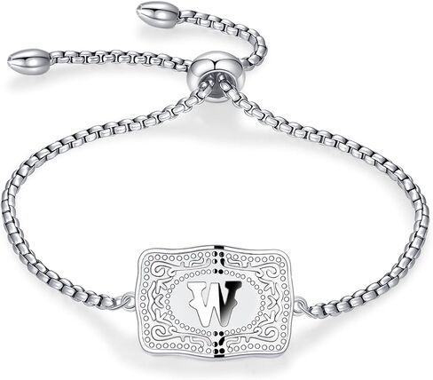 Belt Buckle Initial Bracelet for Women, 18K Gold/Silver Plated Belt Buckle Initial A-Z Bracelet, Unique Western Style Jewelry Gifts for Women Men in Kuwait