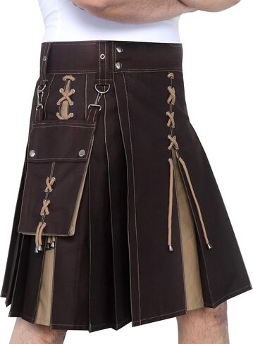 Scottish Modern Two Tone Cotton Utility Kilts for Men-Sports Utility Kilt-Wedding Kilt in Saudi Arabia