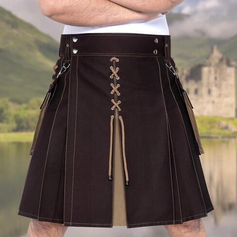 Scottish Modern Two Tone Cotton Utility Kilts for Men-Sports Utility Kilt-Wedding Kilt in Saudi Arabia