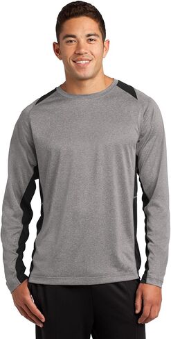 Sport Tek Men's Long Sleeve Heather Colorblock in Kuwait