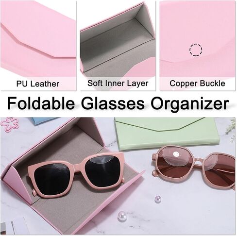 PATIKIL Foldable Glasses Case, Triangle Magnetic Sunglasses Organizer Case PU Leather Hard Eyeglass Case (1 Pcs) in Saudi Arabia