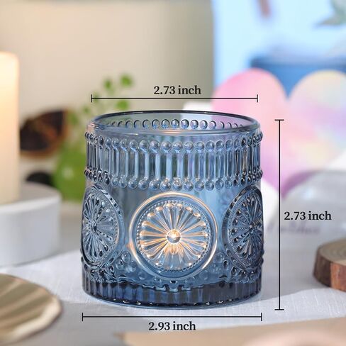6Pcs Large Votive Candle Holders Blue Glass Tealight Candle Holders for Wedding, Table Centerpiece, Party, Birthday, Home Decor in Saudi Arabia