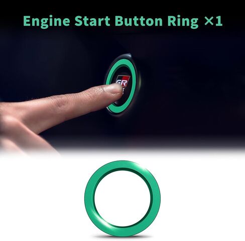 الملحقات الداخلية لـ Subaru Brz & Toyota GR86 2021 2022 2023 2024 2025 - A/C ، Tune ، غطاء مقبض مرآة الرؤية الخلفية ، حلقة زر البدء ، سبيكة الألومنيوم 7pcs/set (أخضر) in Kuwait