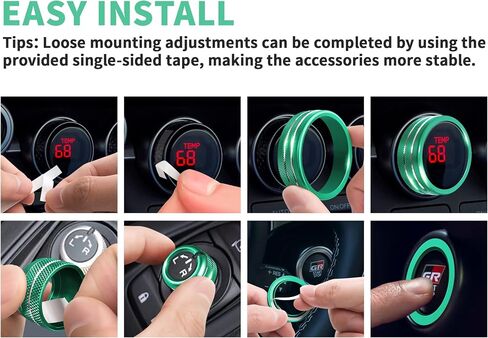 الملحقات الداخلية لـ Subaru Brz & Toyota GR86 2021 2022 2023 2024 2025 - A/C ، Tune ، غطاء مقبض مرآة الرؤية الخلفية ، حلقة زر البدء ، سبيكة الألومنيوم 7pcs/set (أخضر) in Kuwait