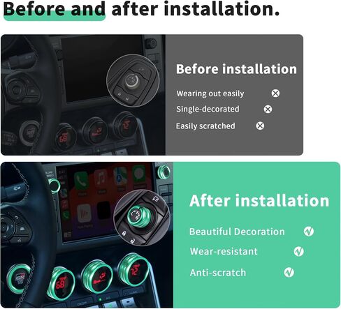 الملحقات الداخلية لـ Subaru Brz & Toyota GR86 2021 2022 2023 2024 2025 - A/C ، Tune ، غطاء مقبض مرآة الرؤية الخلفية ، حلقة زر البدء ، سبيكة الألومنيوم 7pcs/set (أخضر) in Kuwait