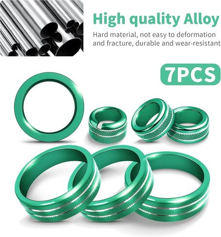 الملحقات الداخلية لـ Subaru Brz & Toyota GR86 2021 2022 2023 2024 2025 - A/C ، Tune ، غطاء مقبض مرآة الرؤية الخلفية ، حلقة زر البدء ، سبيكة الألومنيوم 7pcs/set (أخضر) in Kuwait