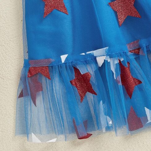 Kayotuas 4th of July Toddler Girl Outfit Smocked USA Dress Sleeveless Tie Strap Fouth of July Dresses Kids Patriotic Clothes in Saudi Arabia