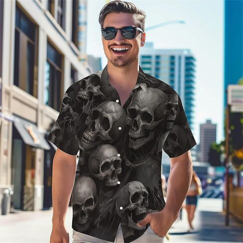 رجال مضحكة قميص هاواي الصيف 3D الرسومية أسفل الأكمام قصيرة الأكمام الاستوائية شاطئ القميص Aloha in Kuwait