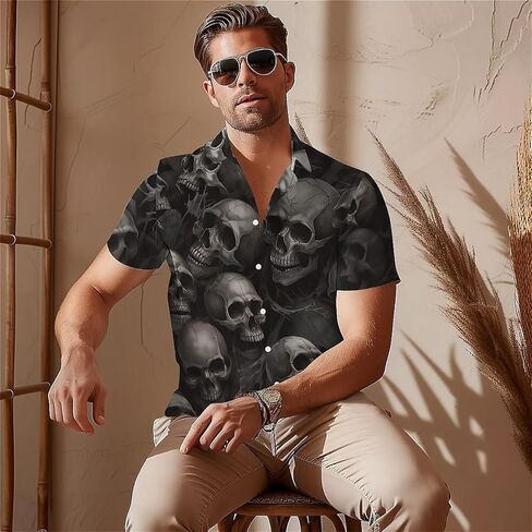 رجال مضحكة قميص هاواي الصيف 3D الرسومية أسفل الأكمام قصيرة الأكمام الاستوائية شاطئ القميص Aloha in Kuwait