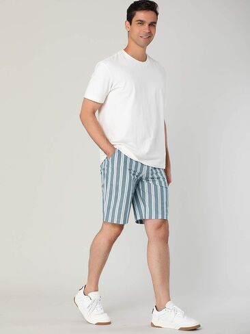 Lars Amadeus Men's Summer Striped Shorts Slim Fit Flat Front Walk Chino Seersucker Pants in Saudi Arabia