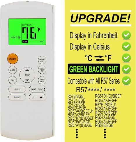 Replacement Remote Control for Midea MRCOOL FRIMEC Klimaire AC Air Conditioner RG57B1/BGE RG57B2/BGE RG57B/BGE RG57/BGE RG57A/BGE RG57A6/BGEF RG57A7/BGEF RG57A6/BGEFU1 RG57E1/BGEU1 RG57H3/BGEFU1 in Saudi Arabia