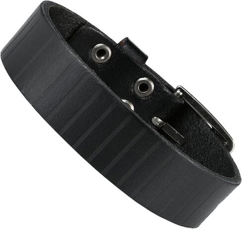 Stunning Adjustable Dark Brown Cuff Leather Bracelet for Men (Metal Buckle Clasp) in Saudi Arabia