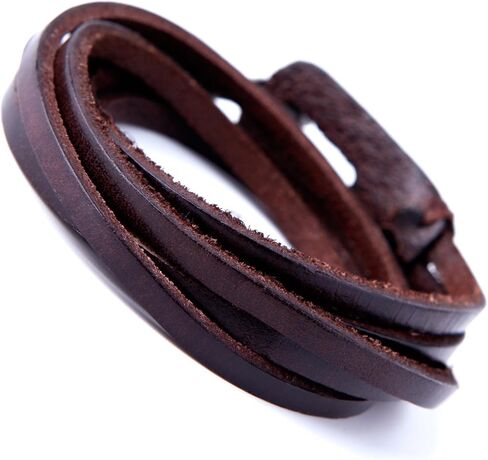 Stunning Adjustable Dark Brown Cuff Leather Bracelet for Men (Metal Buckle Clasp) in Saudi Arabia