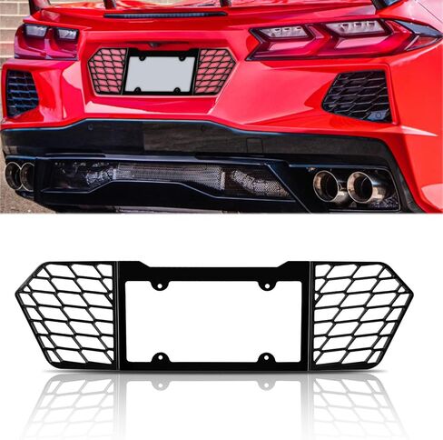 Aluminum Rear License Plate Frame, License Frame Grill Vent Insert, License Plate Cover Trim Base Exterior Accessories for Corvette C8 Stingray C8.R Z51 2020-2023 in Saudi Arabia