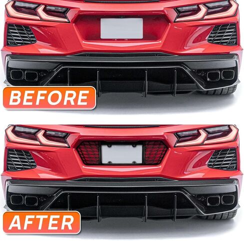 Aluminum Rear License Plate Frame, License Frame Grill Vent Insert, License Plate Cover Trim Base Exterior Accessories for Corvette C8 Stingray C8.R Z51 2020-2023 in Saudi Arabia