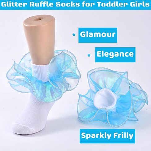 Toddler Girls Ruffle Socks Baby Girl Double Lace Frilly Turn Cuff Socks, Toddler Dress Socks Kids Ankle Tutu Socks in Saudi Arabia