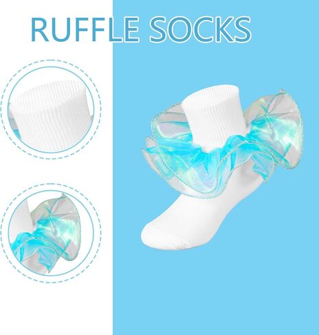 Toddler Girls Ruffle Socks Baby Girl Double Lace Frilly Turn Cuff Socks, Toddler Dress Socks Kids Ankle Tutu Socks in Saudi Arabia
