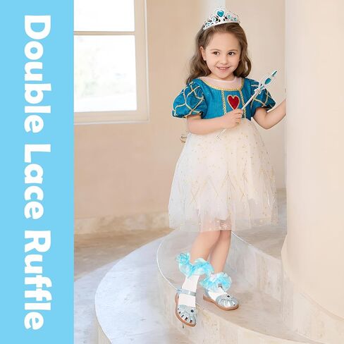 Toddler Girls Ruffle Socks Baby Girl Double Lace Frilly Turn Cuff Socks, Toddler Dress Socks Kids Ankle Tutu Socks in Saudi Arabia