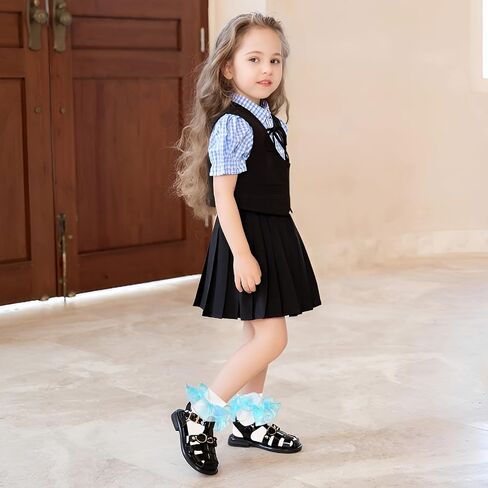 Toddler Girls Ruffle Socks Baby Girl Double Lace Frilly Turn Cuff Socks, Toddler Dress Socks Kids Ankle Tutu Socks in Saudi Arabia