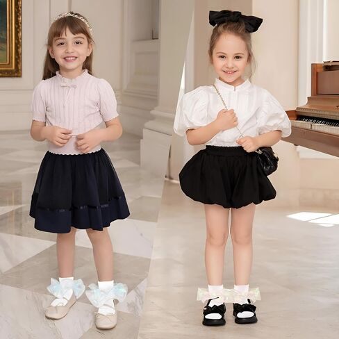 Toddler Girls Ruffle Socks Baby Girl Double Lace Frilly Turn Cuff Socks, Toddler Dress Socks Kids Ankle Tutu Socks in Saudi Arabia
