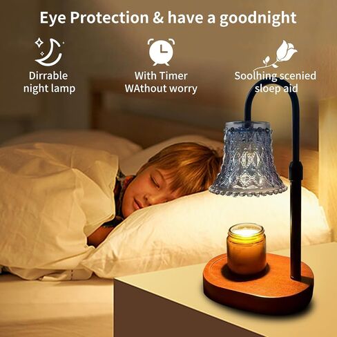 Candle Warmer Lamp with Timer，Adjustable Height Electric Candle Lamp Warmer，Dimmable Wax Melt Warmer with 3 Bulbs for Jar Candles，Mom Christmas Birthday Gifts for Women New Home Office Decor (Walnut) in Saudi Arabia