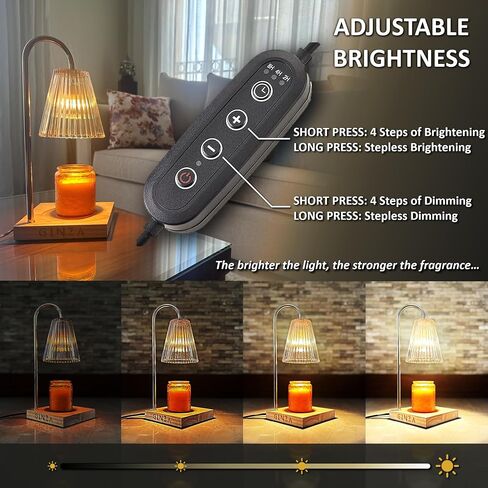 Ginza Candle Warmer Lamp with Timer, Living Room Decor | Gifts for Easter Mom Women Friend Sister | Birthday Gifts for mom | Candle Wax Warmer with 2 Bulbs Home Decoration Amber in Saudi Arabia