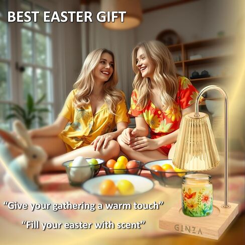 Ginza Candle Warmer Lamp with Timer, Living Room Decor | Gifts for Easter Mom Women Friend Sister | Birthday Gifts for mom | Candle Wax Warmer with 2 Bulbs Home Decoration Amber in Saudi Arabia