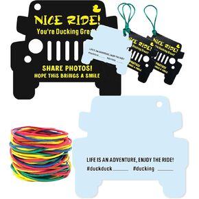 60 حزمة من علامات البط، بطاقات البط، بطاقات البط، بطاقة لعبة البط، مقاس 2.8 × 3.2 بوصة، علامات البط على شكل سيارة سوداء مع فتحة دائرية وأشرطة مطاطية in Kuwait