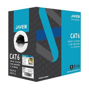 JAVEX 23AWG CAT6 UL in-Wall Rated Solid Bare Copper 600MHz, ETL Listed, UTP Ethernet Bulk Cable, 1000 Feet, Black