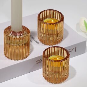6pcs Blue Votive Candle Holders,Glass Tealight Candle Holder for Wedding,Dinner,Party,Home Decor