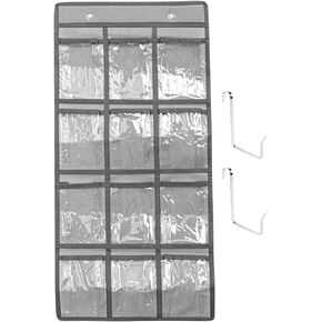 24 Clear Classroom Pocket Chart with 4 Pcs Metal Hanger Clip,Hanging Storage Bag for Teacher Cell Phones Holder Wall Door Mount Calculator Organizer（Blue）