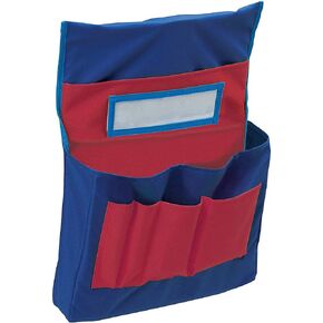 Pacon Pocket Chart, Chair Storage, Blue & Red, 18-1/2"H x 14-1/2"W x 2-1/2"D, 1 Chart