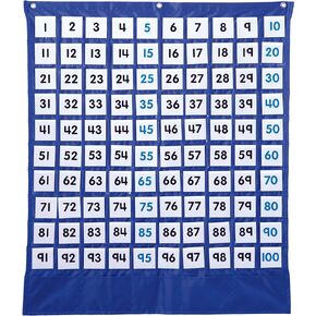 Carson Dellosa Deluxe Hundreds Pocket Chart—Blue Organizer with 224 Number Cards, Counting, Addition, Sequences, Patterns, Math Learning Resource (30" x 26")