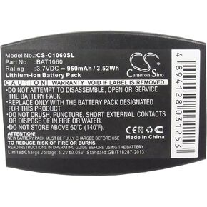 Cameron Sino Battery for 3M C1060, C1060 Wireless Intercom, RF1060, T-1, T-1 Drive-Thru headsets, XT-1 PN: BAT1060, CP-SN3M, XT-1 950mAh / 3.52Wh