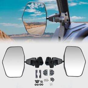 A & UTV PRO Side Mirrors for Can Am Defender HD5 HD8 HD9 HD10 MAX 2016-2024, Upgrade Adjustable Break Away Convex Rear View Mirror for Half Solid Doors and Soft Doors