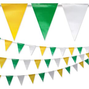 Red & White & Black Pennant Banner Flags | OSHA 500lb Rated | Strand Fade Resistant 【102FT】