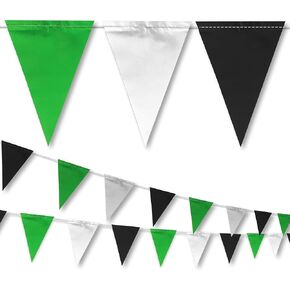 Red & White & Black Pennant Banner Flags | OSHA 500lb Rated | Strand Fade Resistant 【102FT】