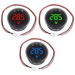 5PCS DC 4-100V Car LED Digital Display, Round 2 Wire Voltmeter DC Digital Car Voltage Current Meter Volt Detector Tester Monitor Panel for Motorcycle Truck Camper Caravan Marine ATV UTV