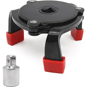 Universal Oil Filter Wrench with 1/2'' Adapter 3/8'' Square Drive Socket, Adjustable 3 Jaw Oil Filter Removal Tool Range 2-3/8 to 3-7/8 inch (Black)