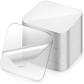 50 Pieces Double Sided Pads Adhesive Tape Clear Sticky Gel Pads Washable Traceless Gel Mounting Pads Removable Adhesive Double Sided Pad for DIY Office Cushion Gripping, 2.4 x 2.4 Inches
