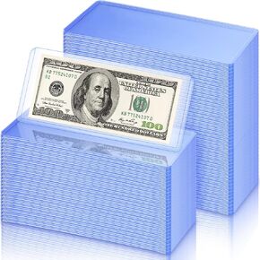 300 Pieces Dollar Bill Holders PVC Currency Holder Transparent Bill Sleeves Bill Clear Holders Bill Protector Sleeves Paper Money Holders for Collection Protector Case Supplies, 6.9 x 2.95 Inch