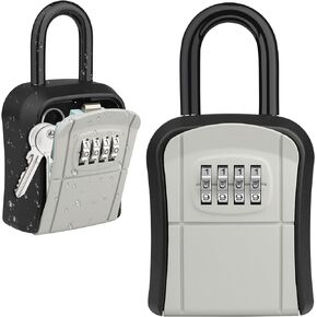 Key Lock Box, [New Version] Diyife Lock Box for House Key, Portable Lockbox for Keys, 4 Digit Combination Key Safe Storage, Waterproof Key Lock Box Wall Mounted for Outdoor Home Garage Office Garden
