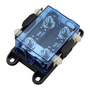 2 Way MEGA/AMG Fuse Holder 100A, Bolt Down Fuse M8 5/16" (4 Pack 100A Fuse + 2 Way Fuse Holder)