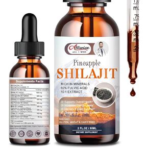 Organic Pure Himalayan Shilajit Resin Liquid Drops for Men & Women.Golden Shilajit Supplement with Fulvic Acid & 85+ Trace Minerals Complex for Energy & Immune Support-Pineapple