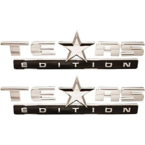 (SET OF TWO) CHROME and BLACK Texas Edition 3M Stick On Emblem Badge FITS GMC Sierra Chevy Silverado Sierra Suburban Tahoe Ford F150 Dodge Ram Nissan Titan Truck
